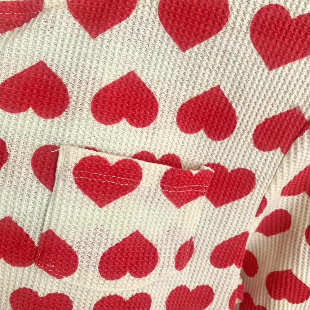 Heart Print Henley Red Hearts Top - Picture 6 of 10